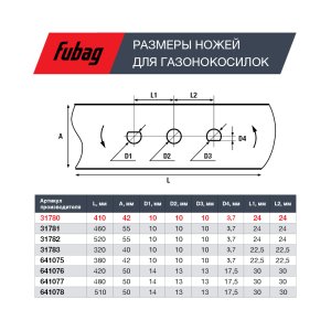 Нож для газонокосилок FUBAG 40,7 см (17")  в Перми фото