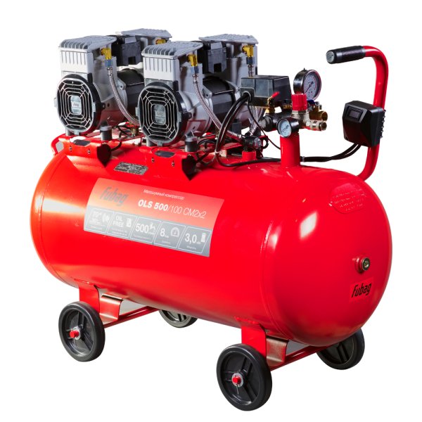 Компрессор воздушный безмасляный малошумный FUBAG OLS 500/100 CM2х2 + Набор пневмоинструмента (5 предметов) в ПОДАРОК в Перми фото