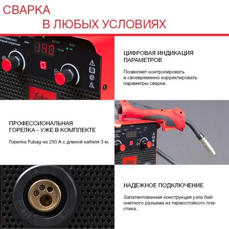 FUBAG Сварочный полуавтомат IRMIG 180 SYN с горелкой 250 А 3 м в комплекте в Перми фото