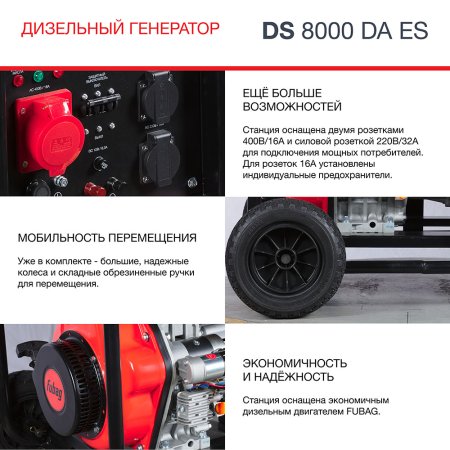 FUBAG Дизельный генератор (трехфазный) с электростартером и коннектором автоматики DS 8000 DA ES в Перми фото