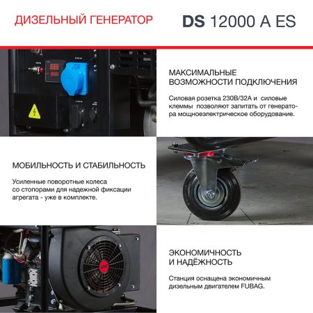FUBAG Дизельный генератор с электростартером и коннектором автоматики DS 12000 A ES в Перми фото