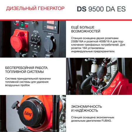 FUBAG Дизельный генератор (трехфазный) с электростартером и коннектором автоматики DS 9500 DA ES в Перми фото